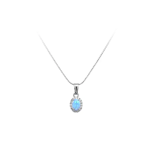 Pendant with Blue Opal and Zircons