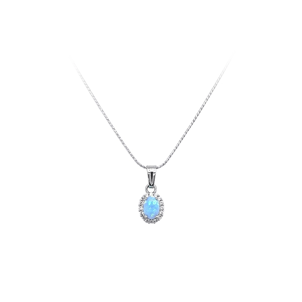 Pendant with Blue Opal and Zircons
