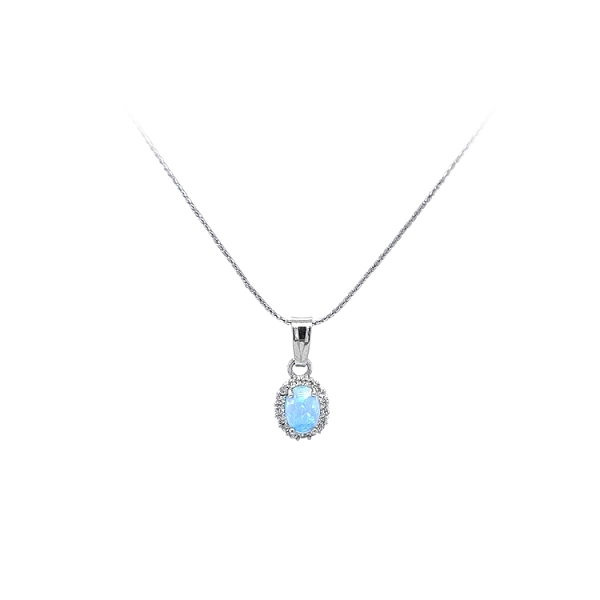 Pendant with Blue Opal and Zircons
