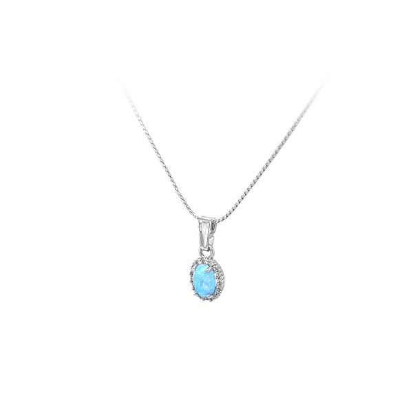 Pendant with Blue Opal and Zircons
