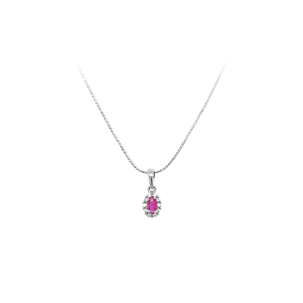 Gold Pendant with Pink Stone