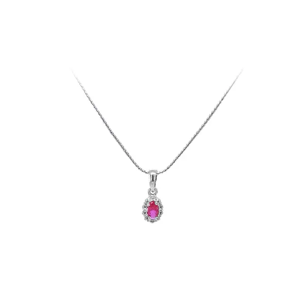 Gold Pendant with Pink Stone