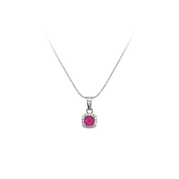 Gold Pendant with Pink Stone