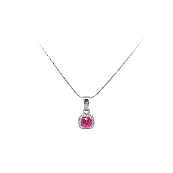 Gold Pendant with Pink Stone