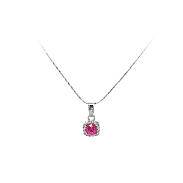 Gold Pendant with Pink Stone