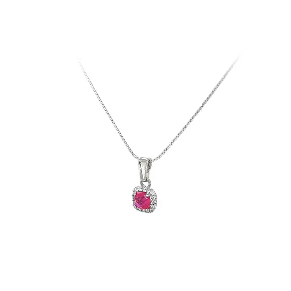 Gold Pendant with Pink Stone