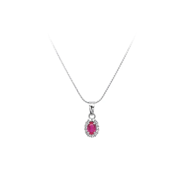 Gold Pendant with Pink Stone