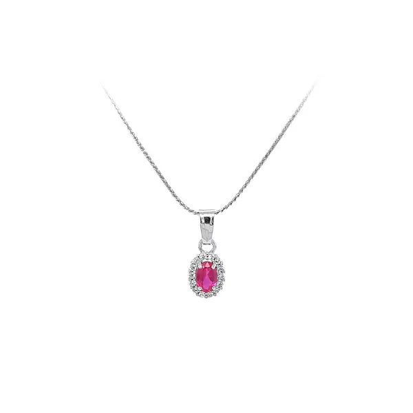 Gold Pendant with Pink Stone