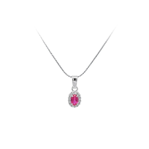 Gold Pendant with Pink Stone