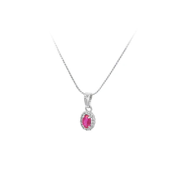 Gold Pendant with Pink Stone