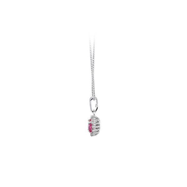 Gold Pendant with Pink Stone