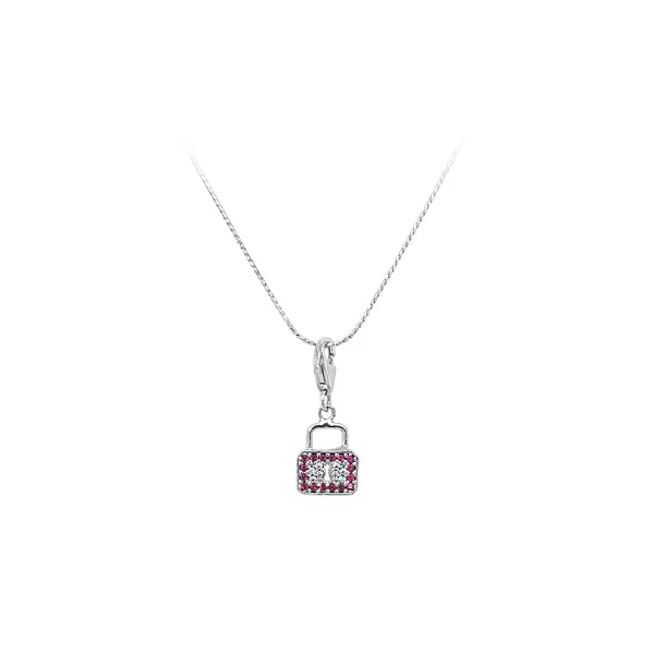 White Gold Padlock Bracelet Pendant