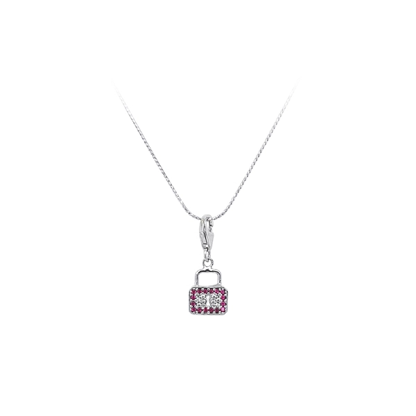White Gold Padlock Bracelet Pendant