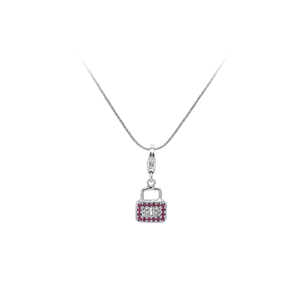 White Gold Padlock Bracelet Pendant