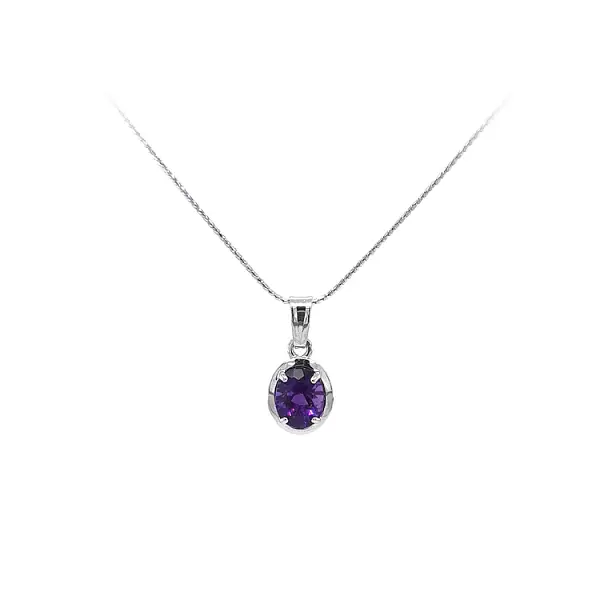 Pendant with Purple Stone made of White Gold