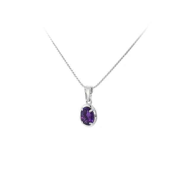 Pendant with Purple Stone made of White Gold