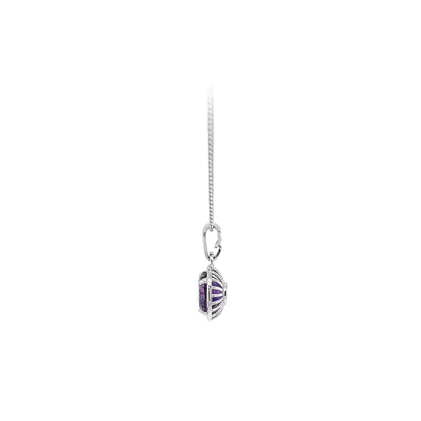 Pendant with Purple Stone made of White Gold