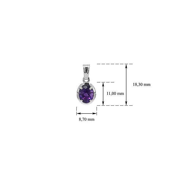Pendant with Purple Stone made of White Gold