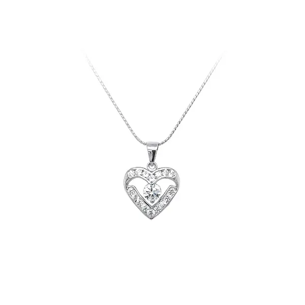 Pendant Heart with White Gold Zircons