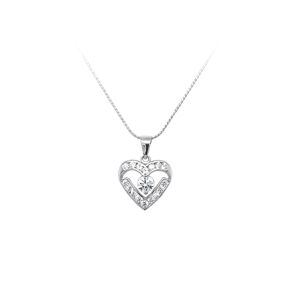 Pendant Heart with White Gold Zircons
