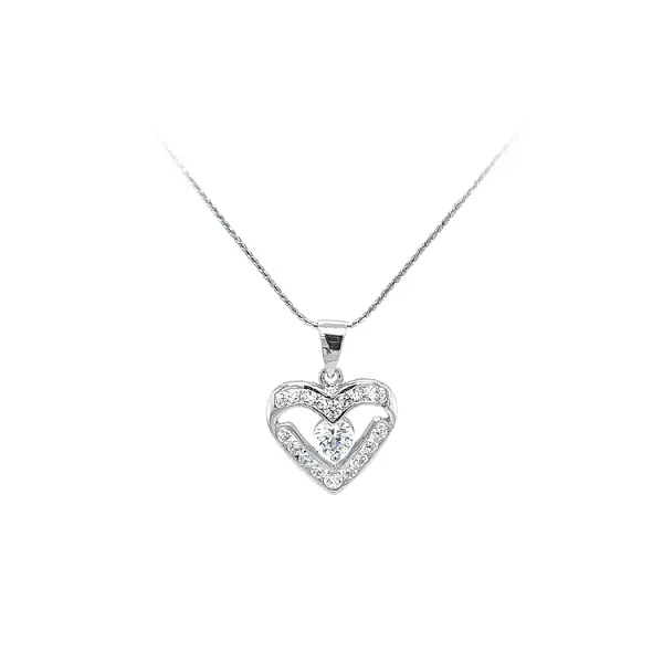 Pendant Heart with White Gold Zircons