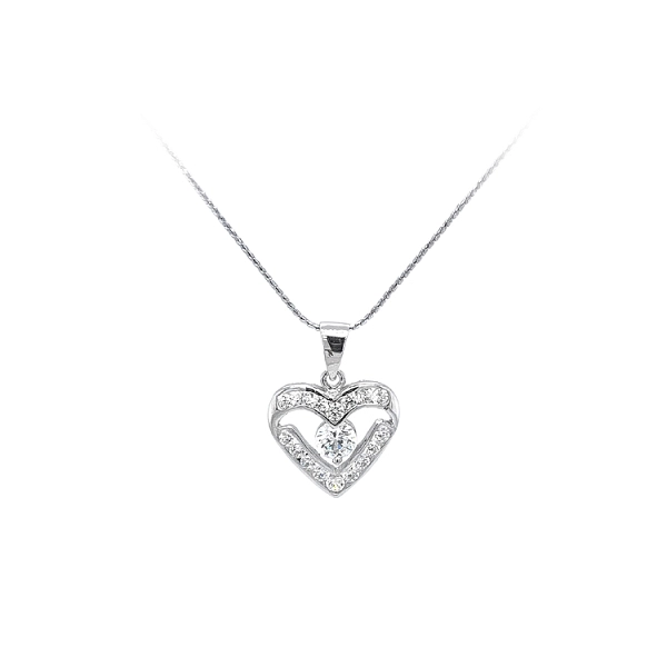 Pendant Heart with White Gold Zircons