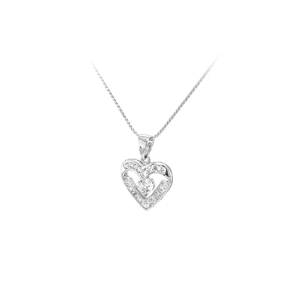 Pendant Heart with White Gold Zircons