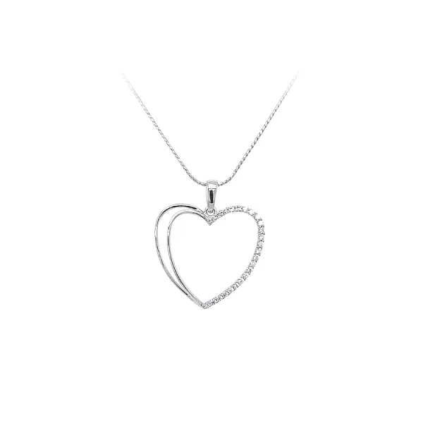 Pendant Heart with White Gold Zircons