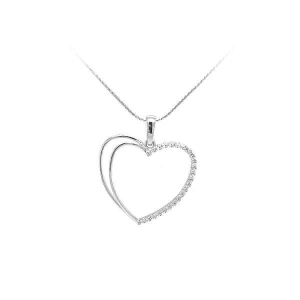 Pendant Heart with White Gold Zircons