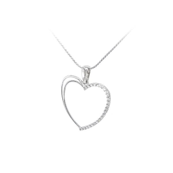 Pendant Heart with White Gold Zircons