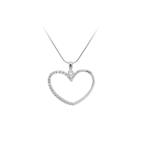 Pendant Heart with White Gold Zircons