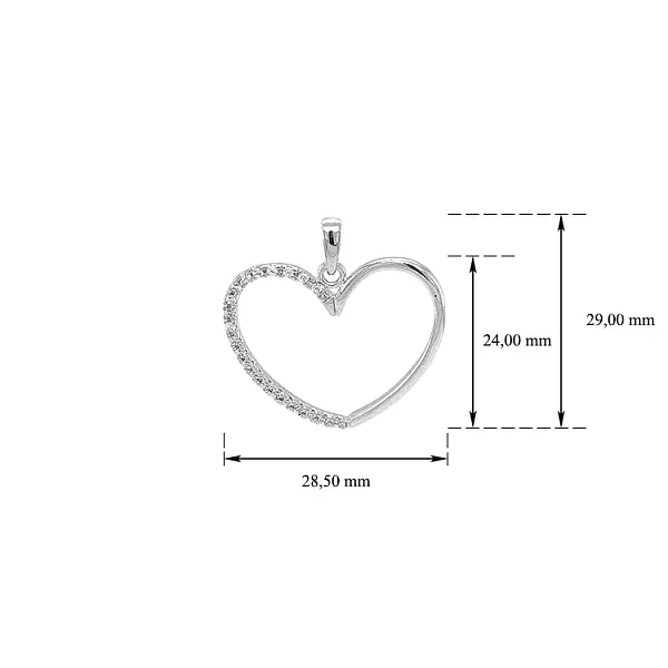 Pendant Heart with White Gold Zircons