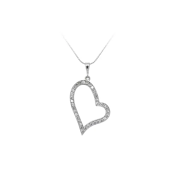 Pendant Heart with White Gold Zircons