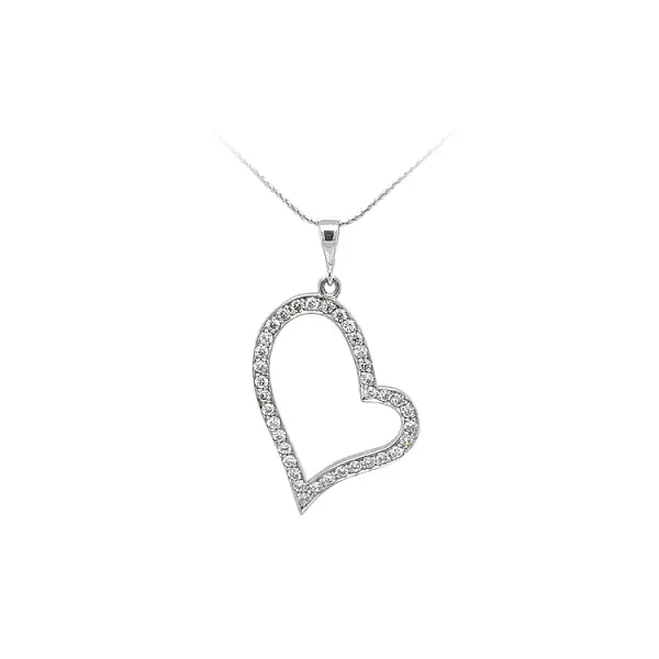 Pendant Heart with White Gold Zircons