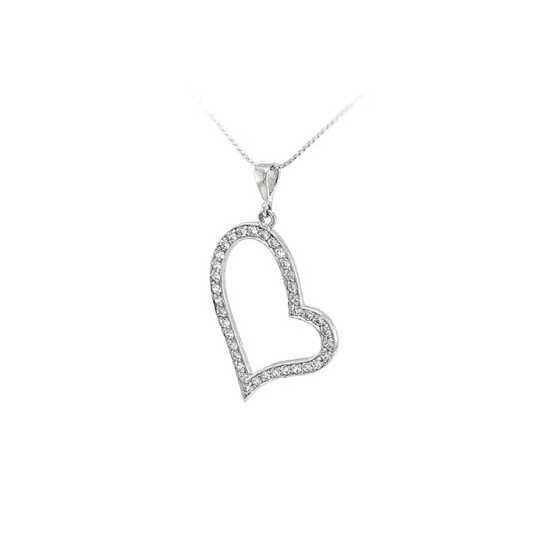 Pendant Heart with White Gold Zircons