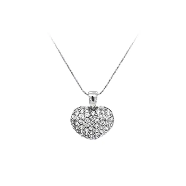 Pendant Heart of White Gold with Zircons