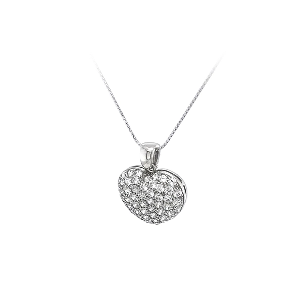 Pendant Heart of White Gold with Zircons