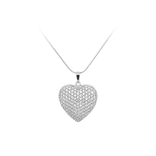 Pendant Heart with White Gold Zircons