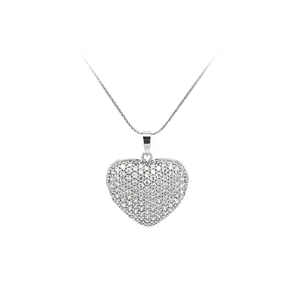 Pendant Heart with White Gold Zircons