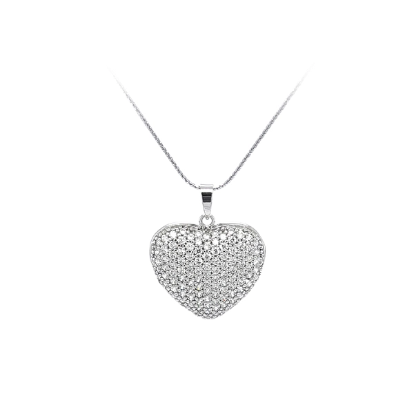 Pendant Heart with White Gold Zircons
