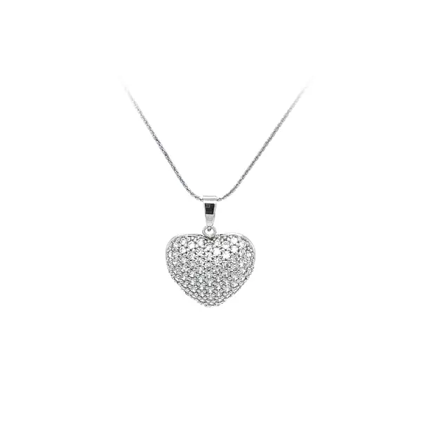 Pendant Heart with White Gold Zircons