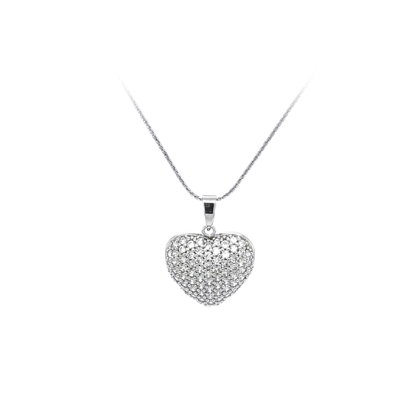 Pendant Heart with White Gold Zircons