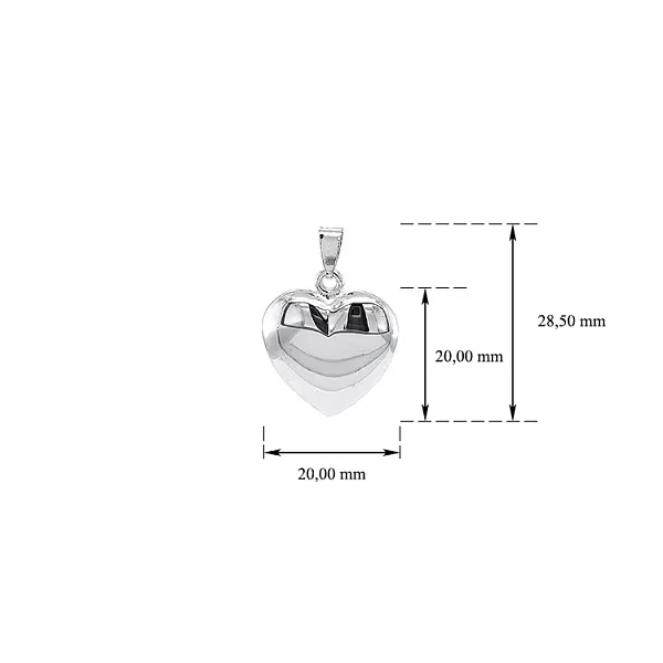 Pendant Heart of White Gold