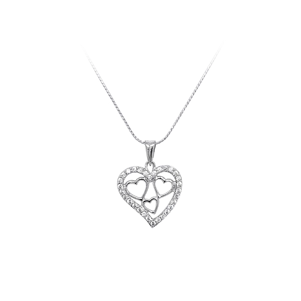 Pendant Heart with Zircons