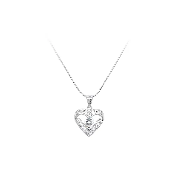 Pendant Heart with White Gold Zircons