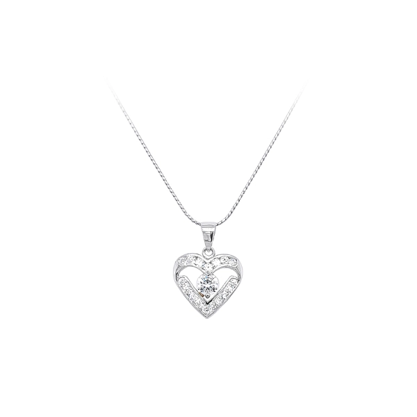Pendant Heart with White Gold Zircons