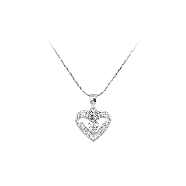 Pendant Heart with White Gold Zircons