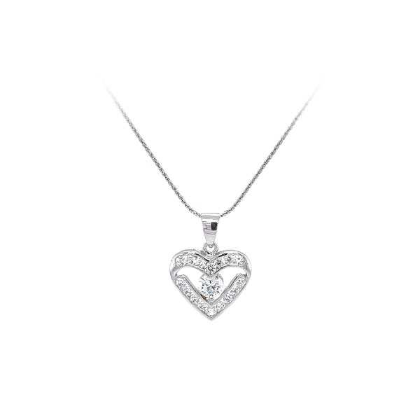 Pendant Heart with White Gold Zircons