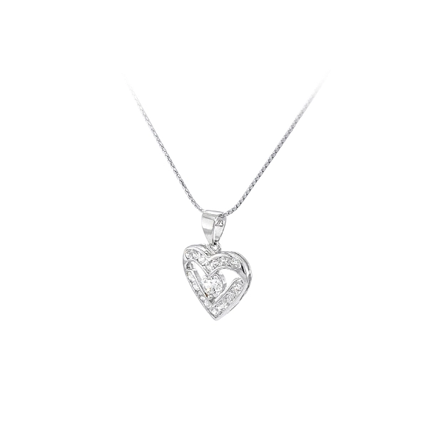 Pendant Heart with White Gold Zircons