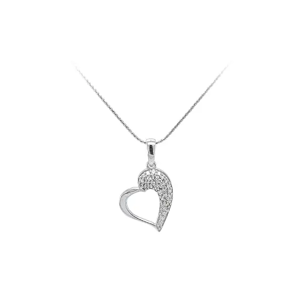 Pendant Heart with White Gold Zircons